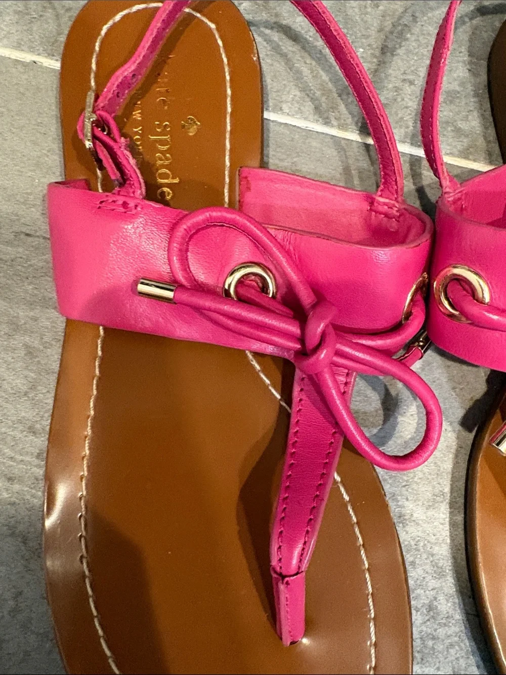 kate spade Hot Pink Leather Knot Thong Sandals